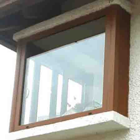 ventana pvc fija nogal