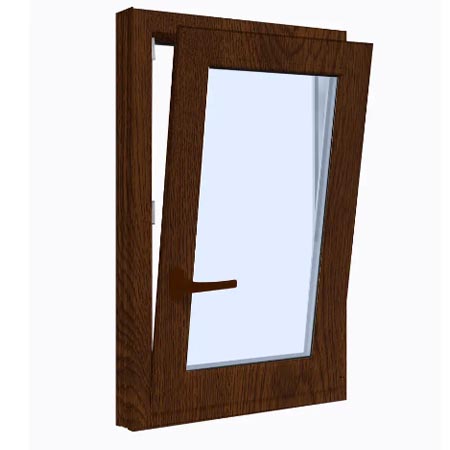 ventana pvc oscilante nogal